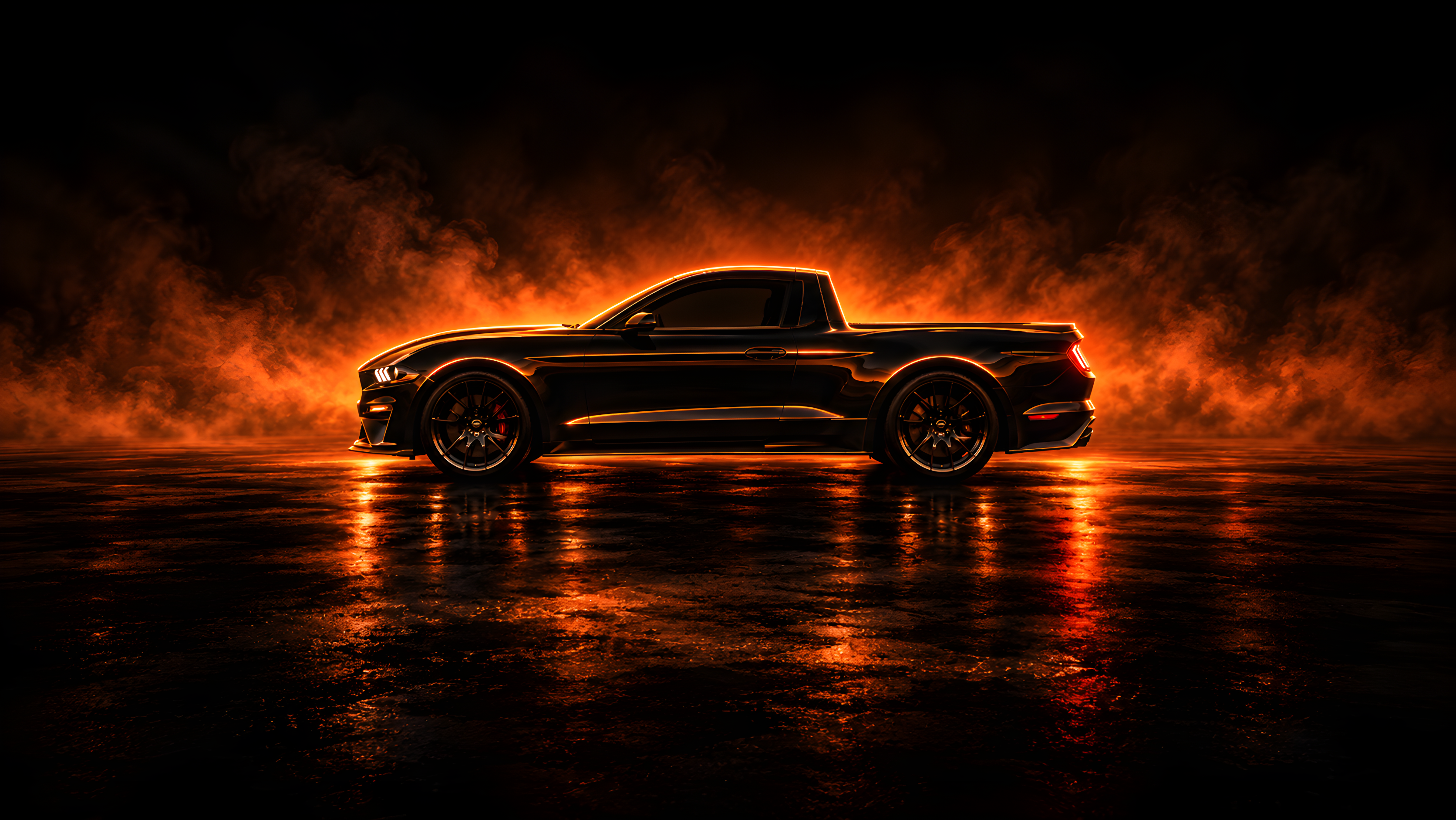 Bobcat Mustang pre-production concept in orange rim light